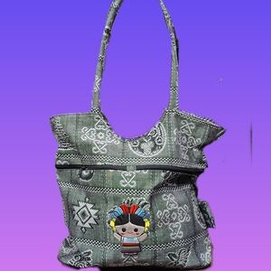 Gray Patterned Tote Bag